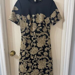 Elegant Black and Gold Floral Dress